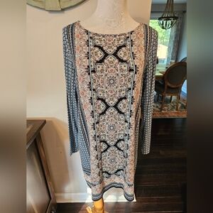 J. Jill •Size Medium• Damask Tunic Blouse Paisley Floral Print Long Sleeve